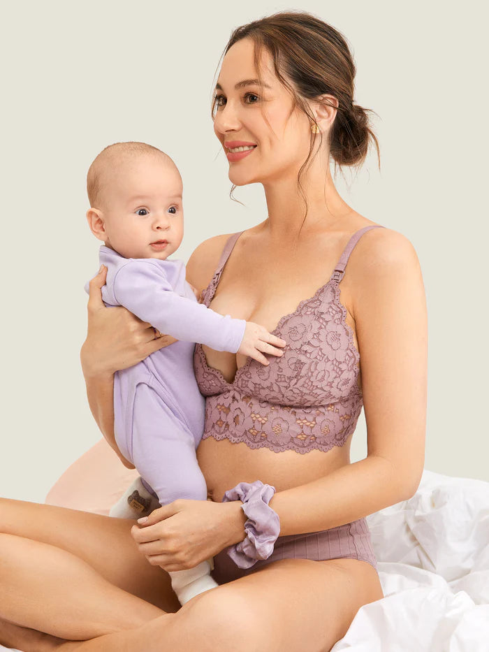 Lace nursing bra with extra support